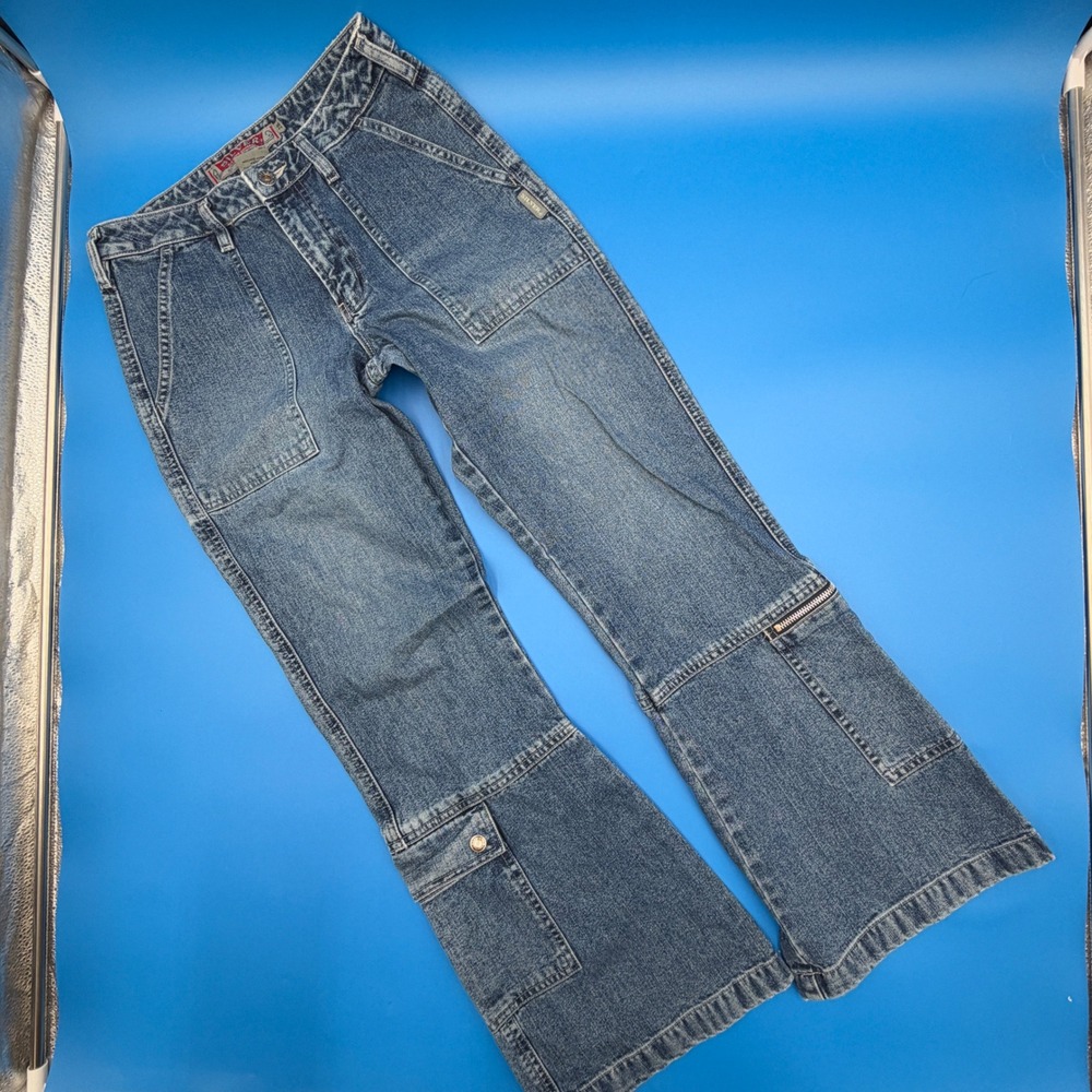 Vintage Silver Jeans Co Y2K Cargo Flare Denim Jeans Medium Wash 28